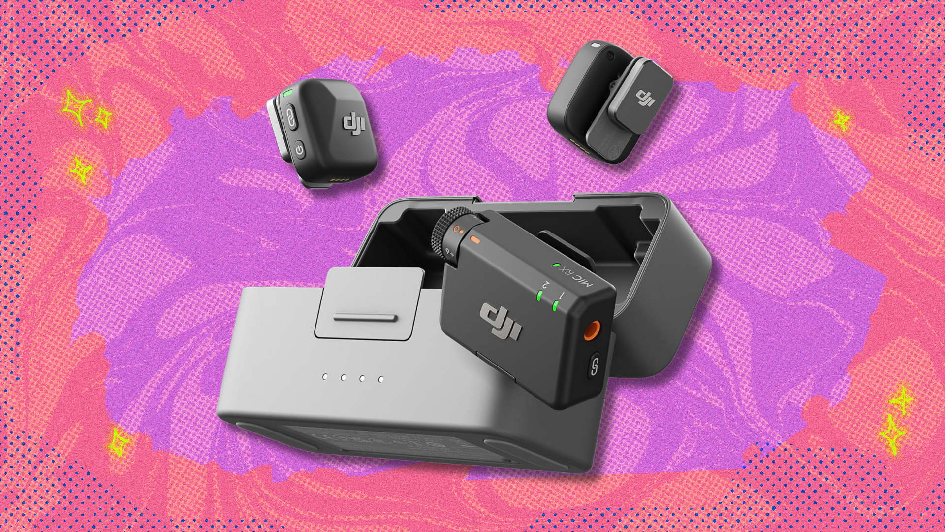 DJI Mic Mini on colorful abstract background