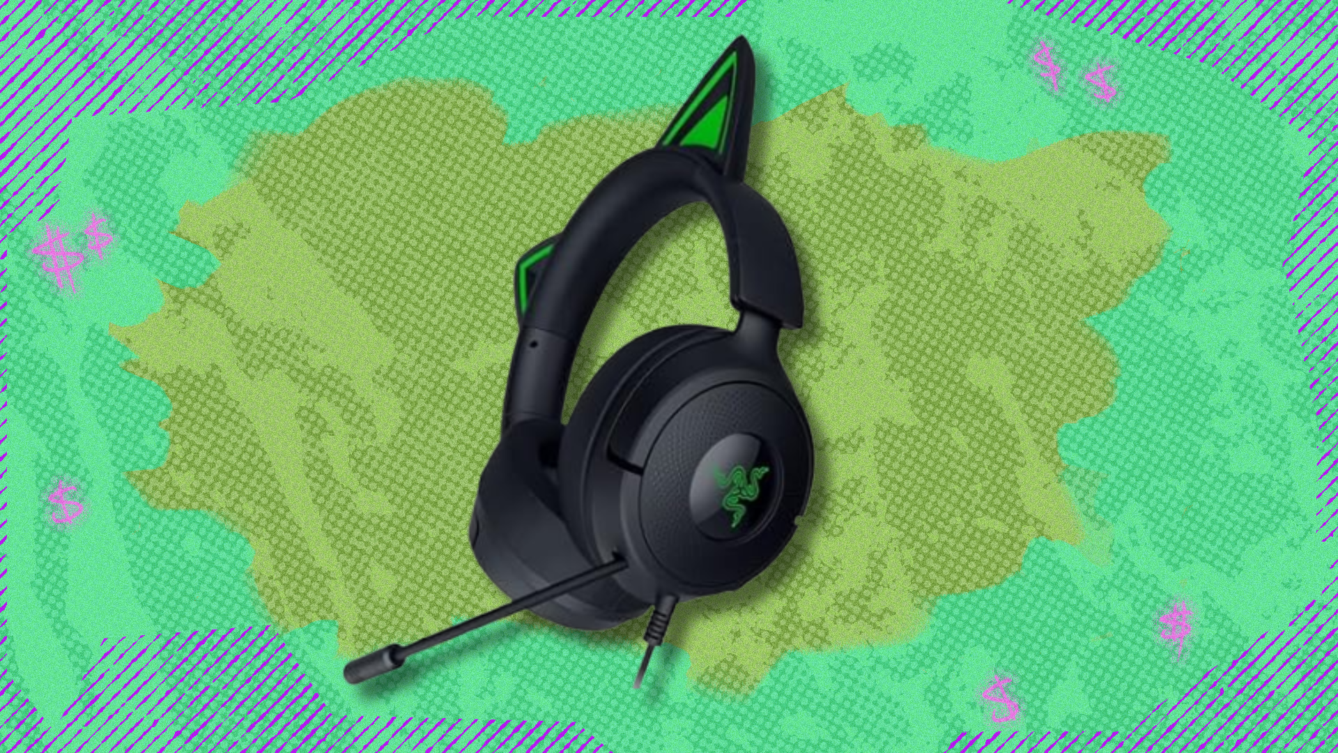 Razer Kraken Kitty V3 X on colorful abstract background