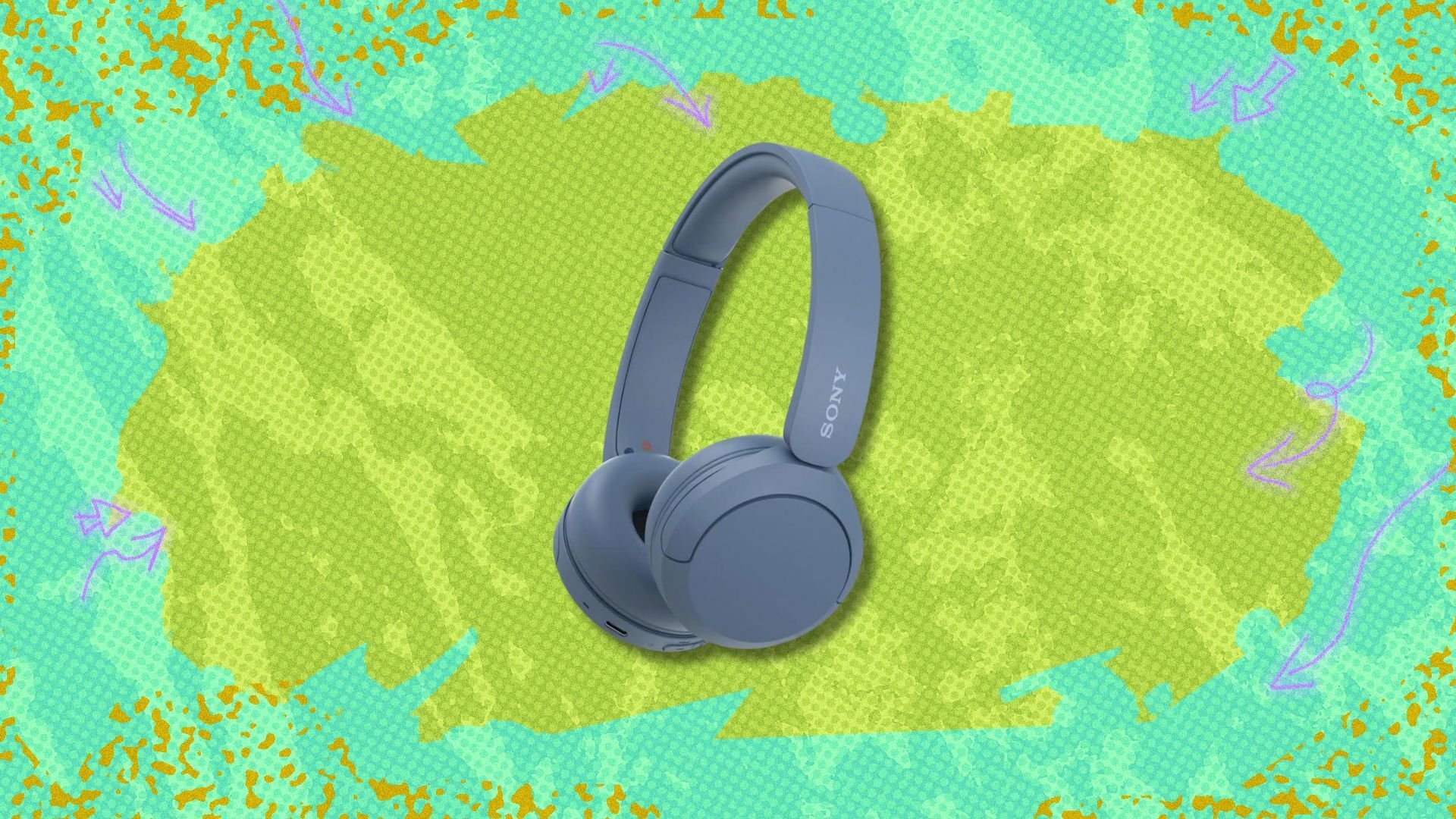 sony wh-ch520 headphones against a green patterned background
