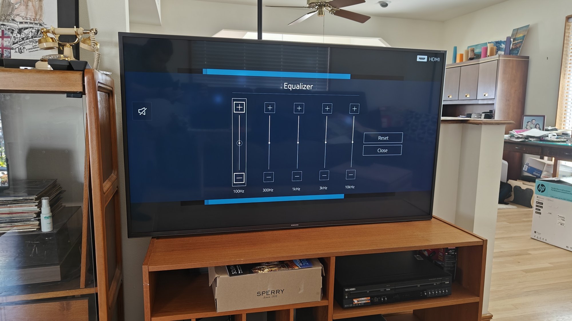 The equalizer settings on a Samsung TV