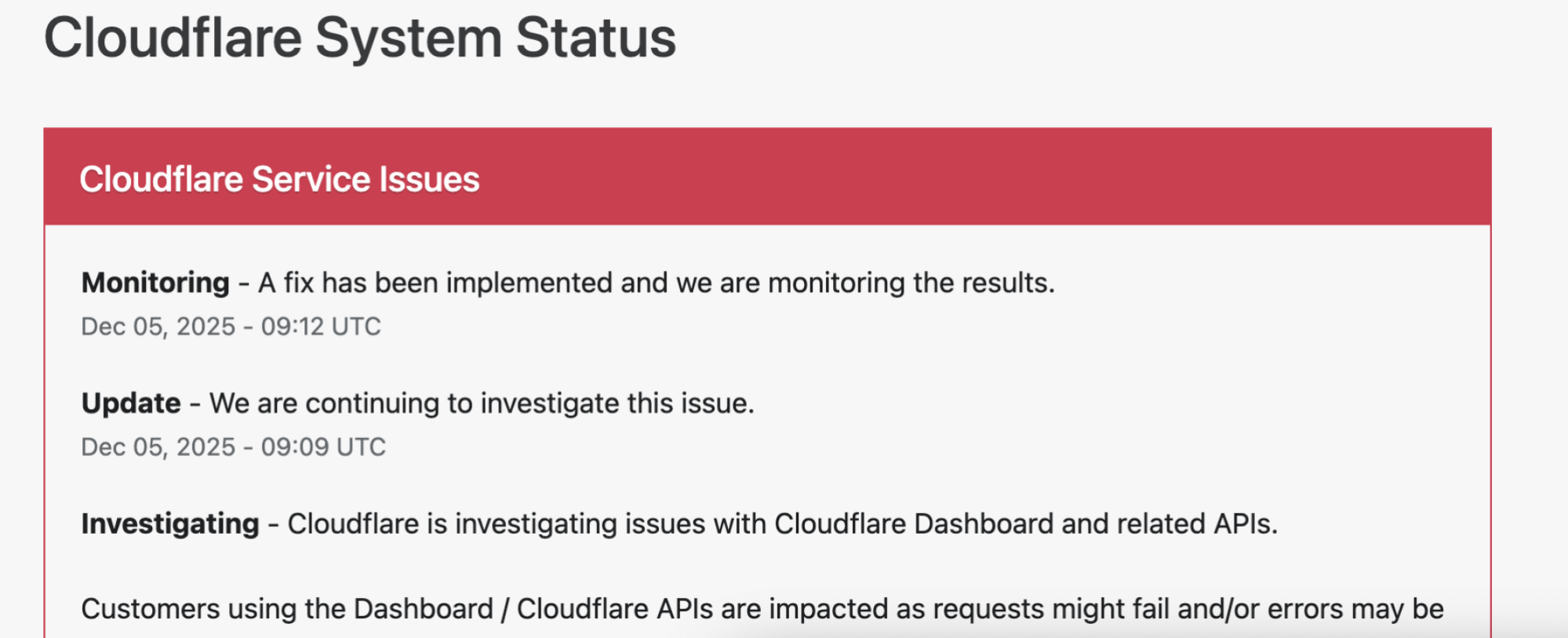 Cloudflare status