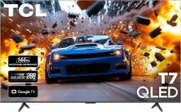 TCL T7 QLED TV with car on screen