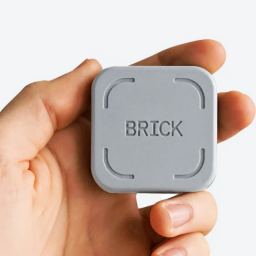 a person holding the brick