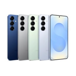 five Samsung Galaxy S25 smart phones in different colors