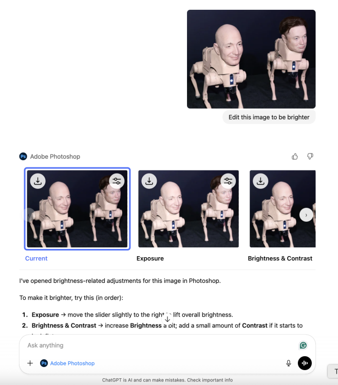 screenshot from chatgpt showing adobe photoshop image editing features