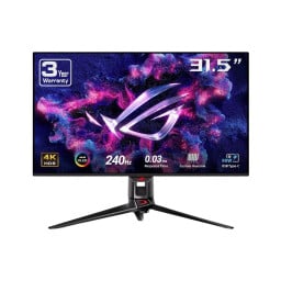asus rog swift 32-inch 4k oled gaming monitor against a white background