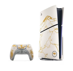 PlayStation 5 Console 1TB - Ghost of Yotei Gold Limited Edition Bundle on white background
