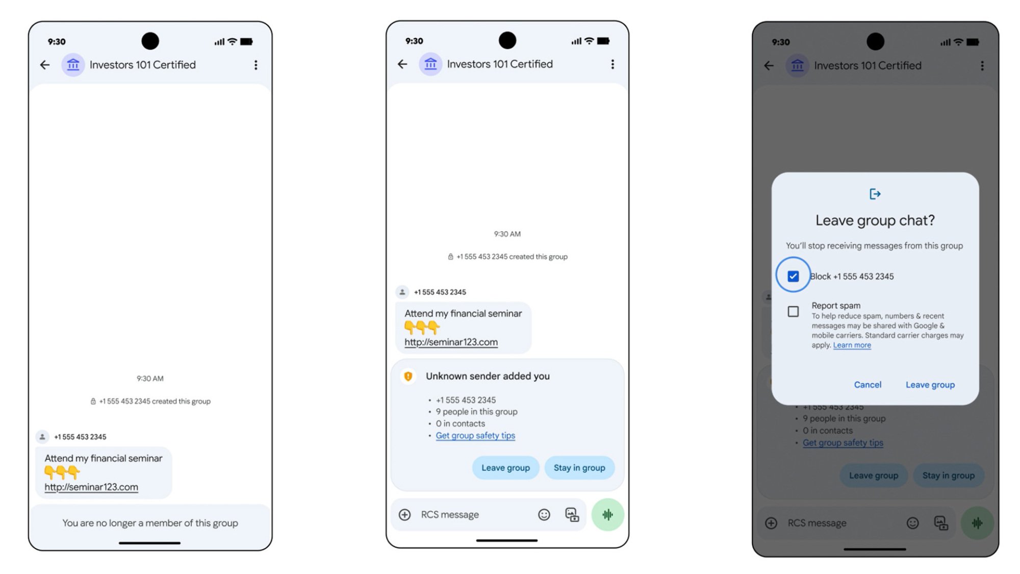 new android 16 feature for leaving group chats