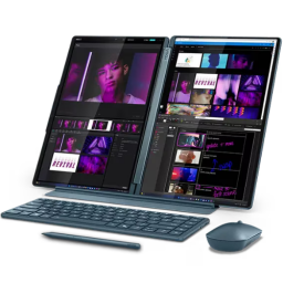 the Lenovo Yoga Book 9i with accessories