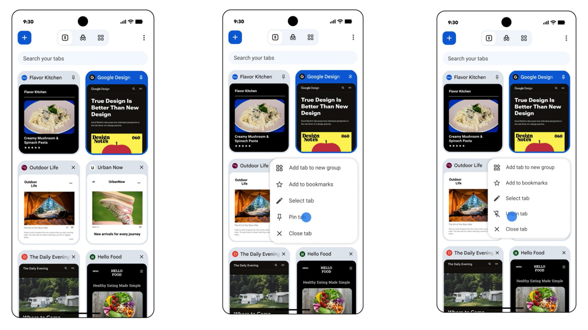 how to pin tabs in google chrome with android 16