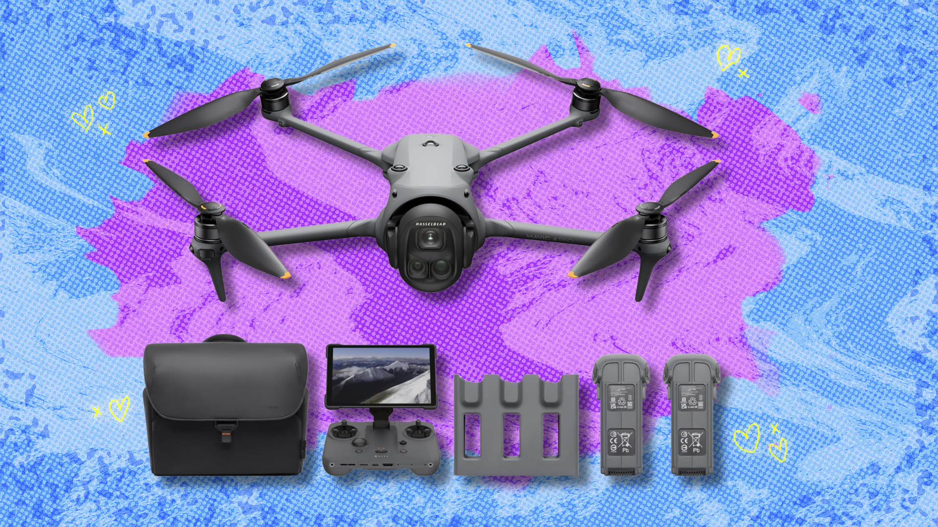 DJI Mavic 4 Pro on blue and purple abstract background