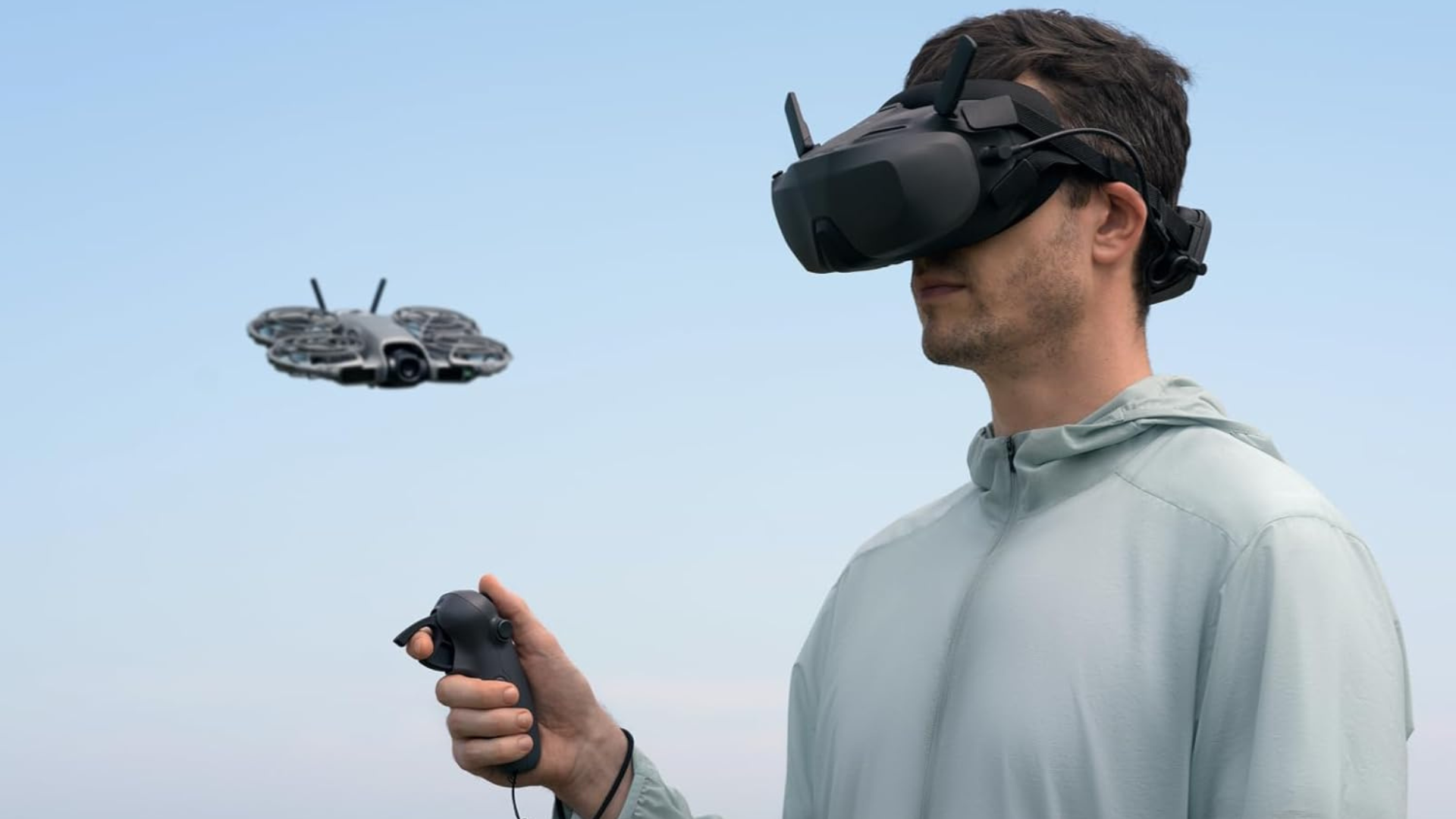 A person using a DJI drone