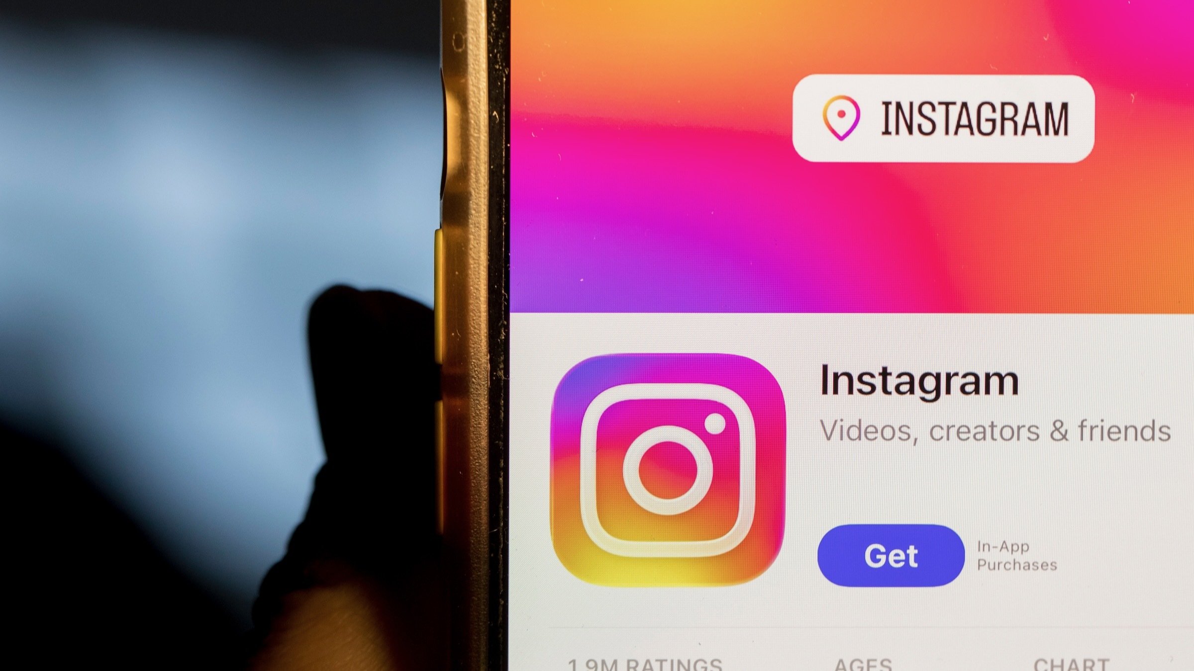 close-up view of Instagram app in the App Store