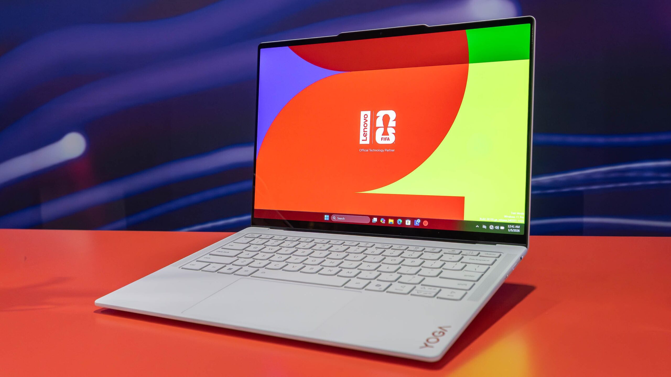 new Lenovo Yoga Slim 7i Ultra Aura Edition on display at ces 2026