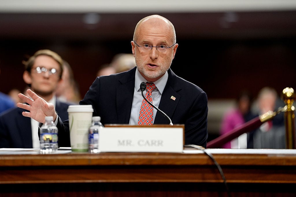 FCC chair Brendan Carr speaking at a hearing