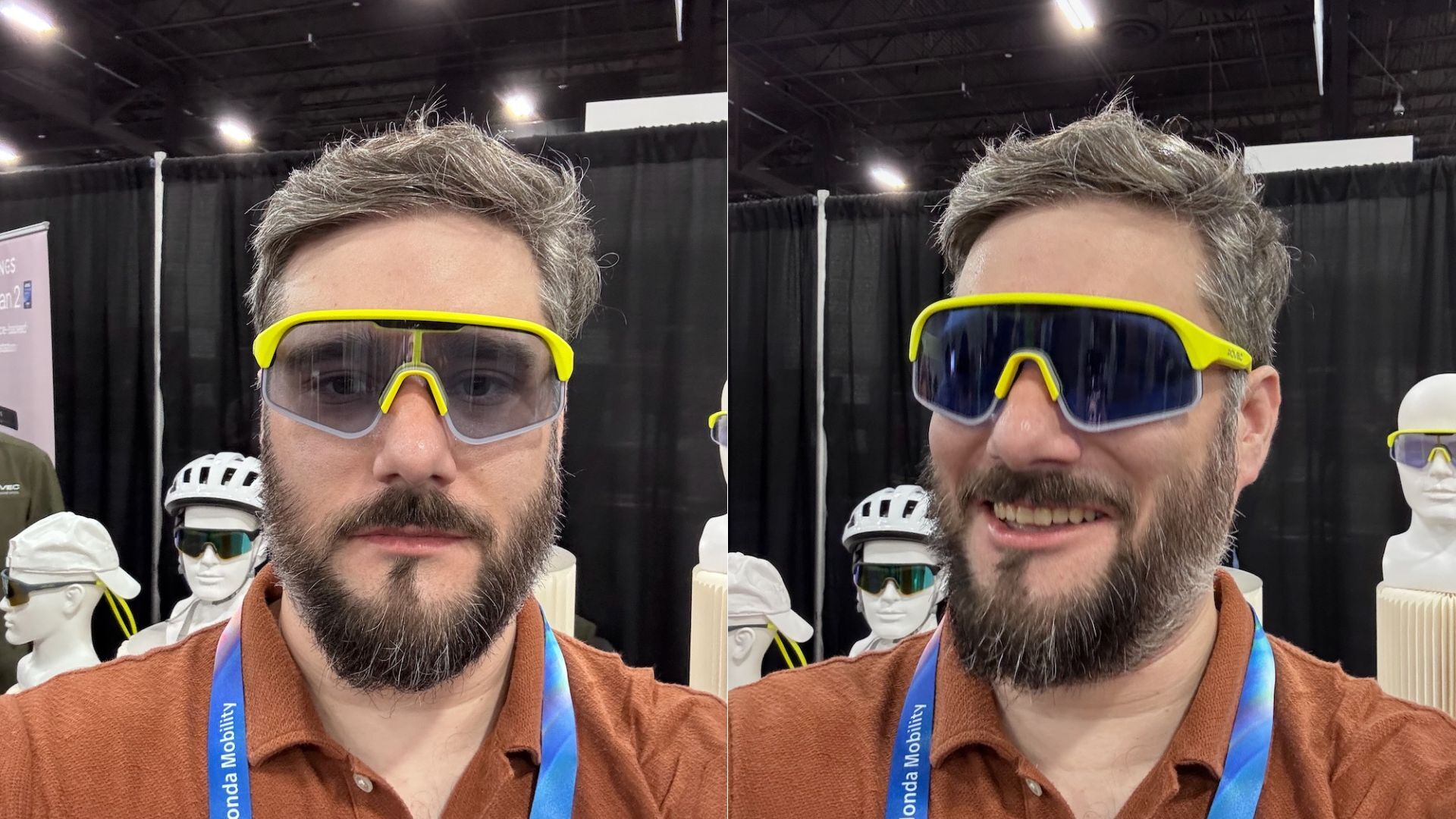 man wearing color-changing sunglasses at ces 2026