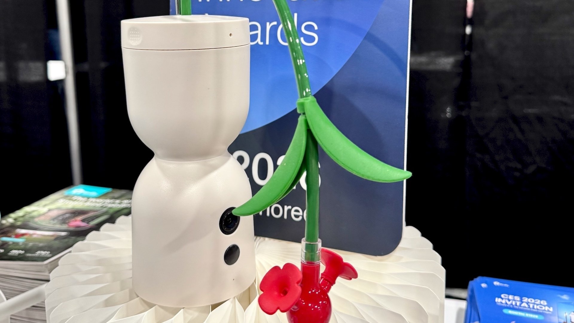 Birdfy Hum Bloom smart bird feeder at CES 2026.