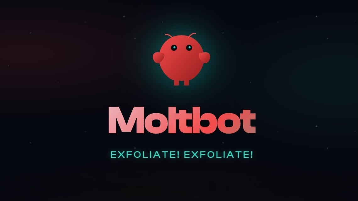 header from moltbot website with text that reads 'moltbot' and 'exfoliate! exfoliate!'