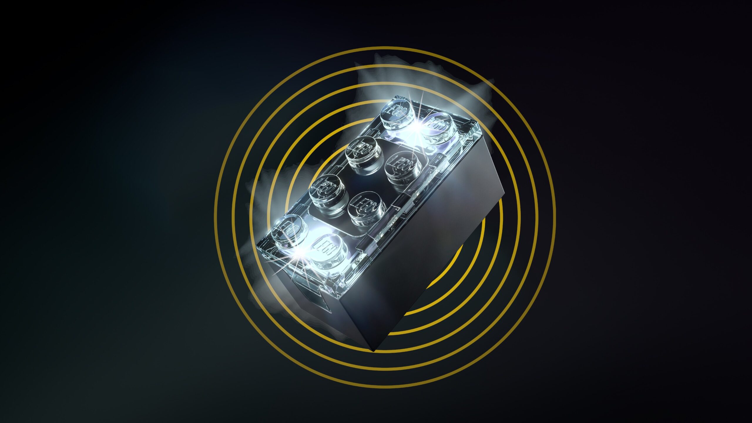 A glowing lego brick.