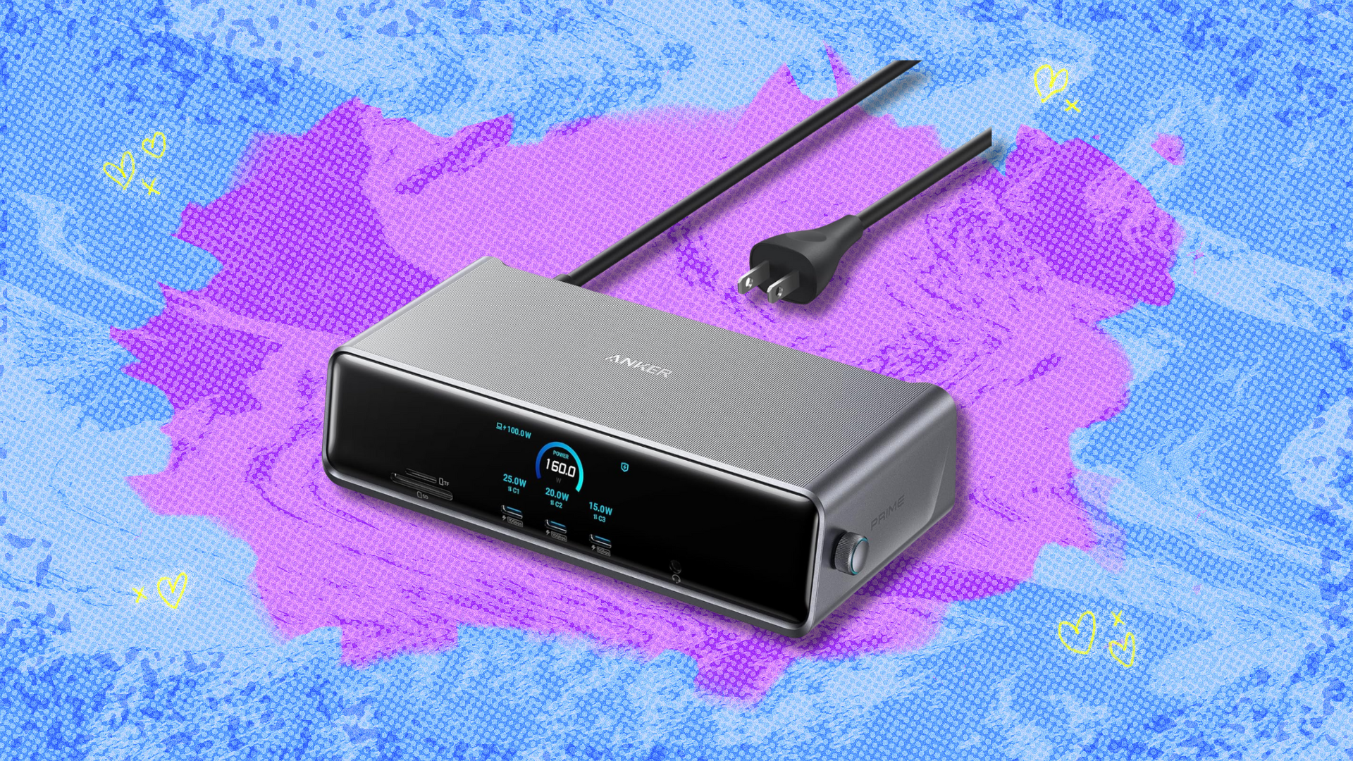 Anker Prime Docking Station on blue and purple abstract background