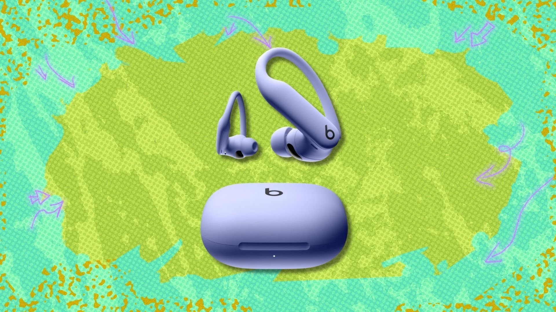 beats powerbeats pro 2 against a green patterned background