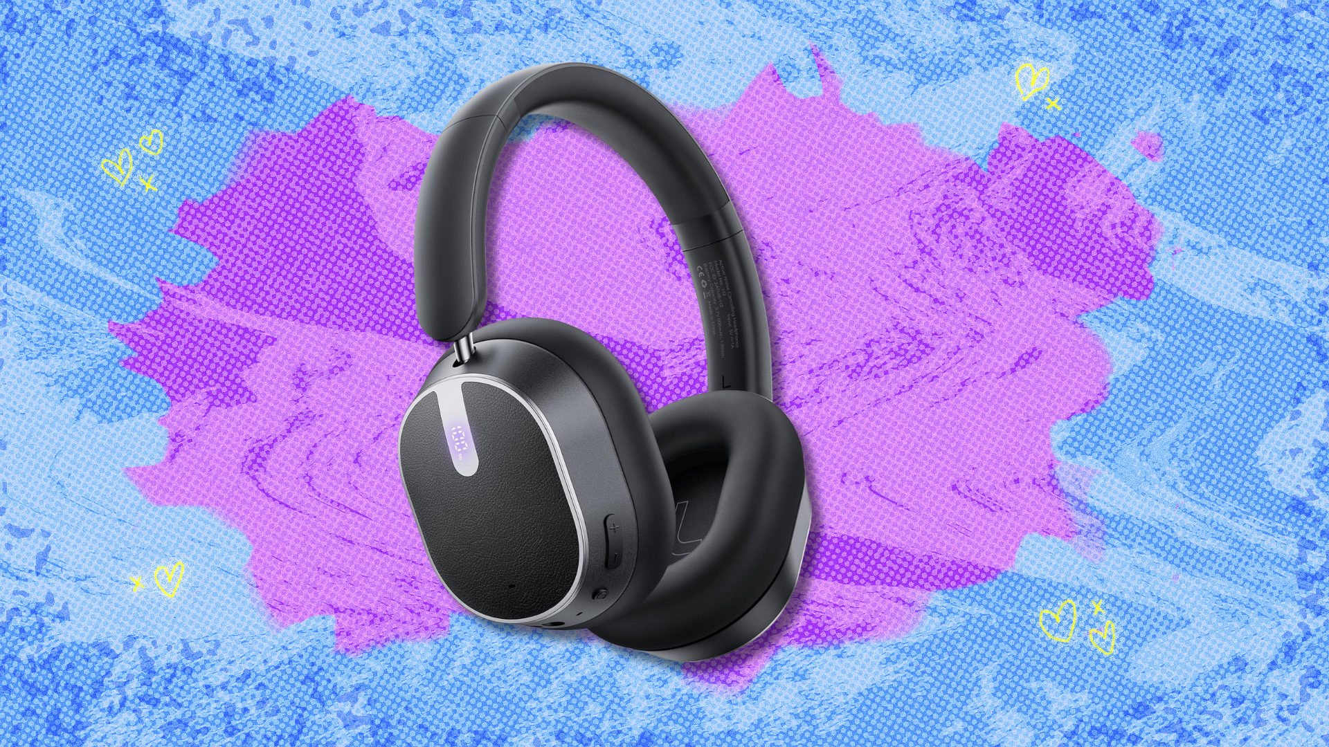 bmani ANC Headphones on blue and purple abstract background