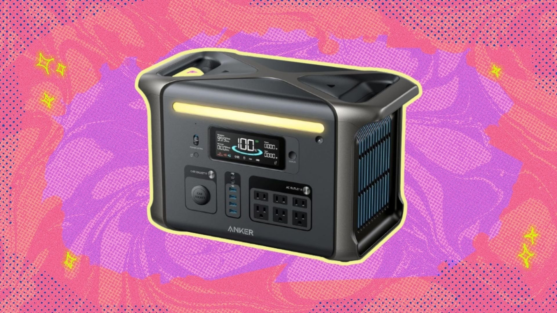 the anker solix f1500 on a pink background