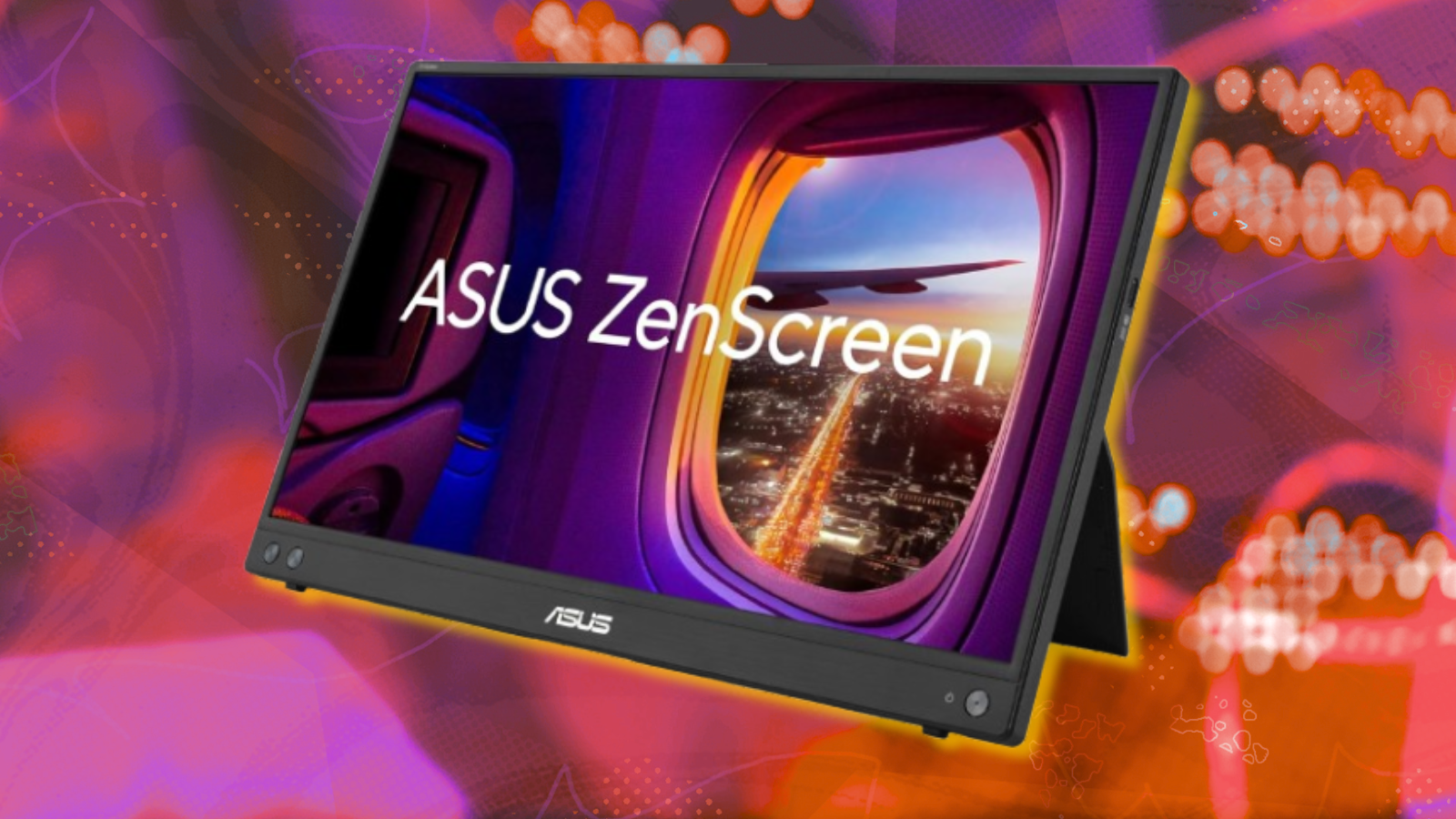 ASUS ZenScreen portable monitor with abstract background