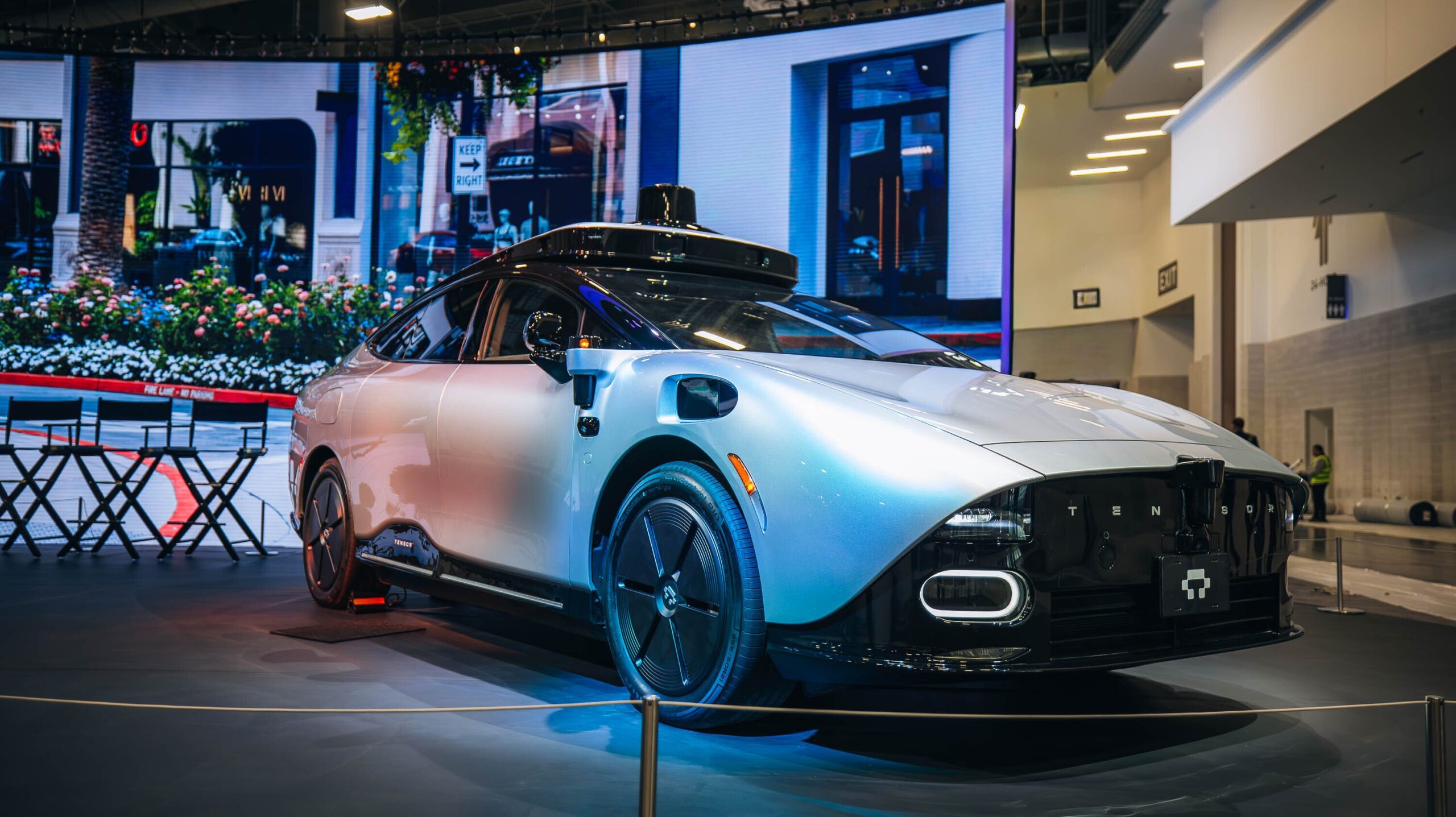 Picture of luxury electric vehicle, the Tensor at CES 2026.