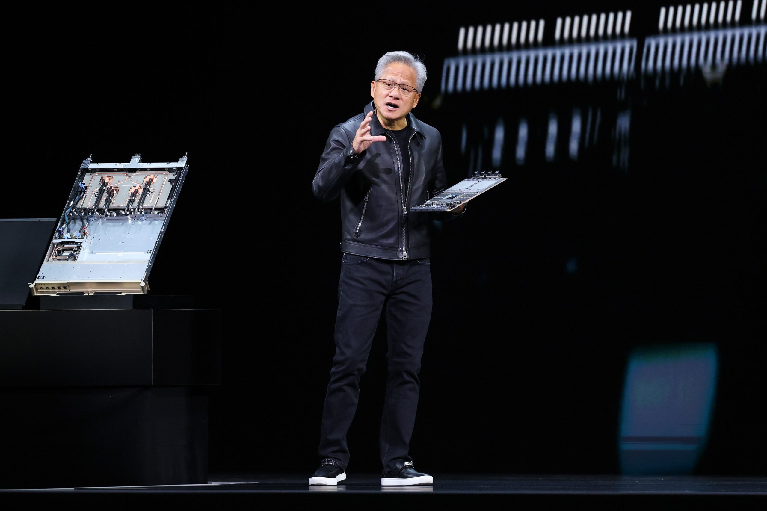 nvidia ceo jensen huang speaking on stage