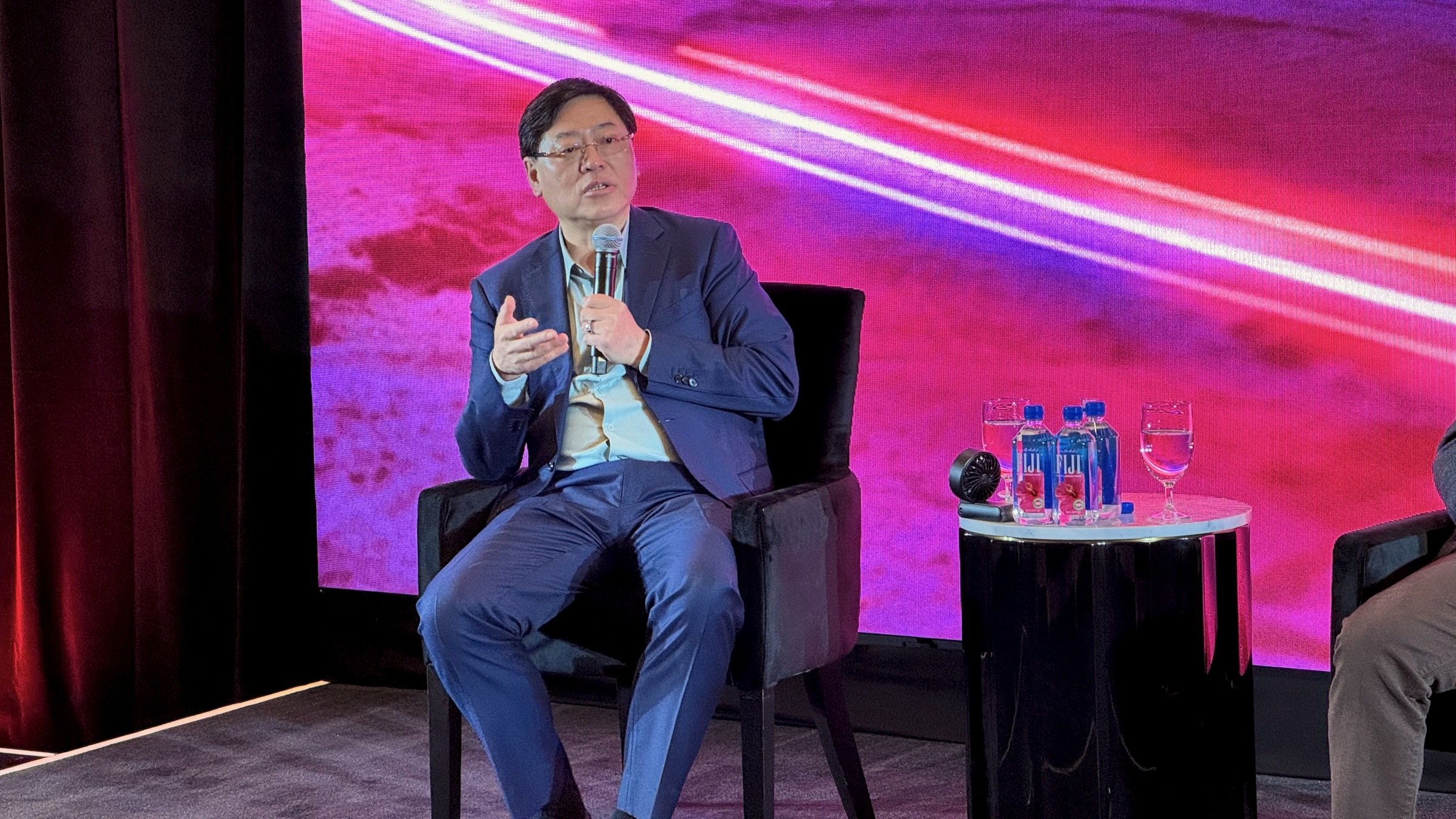 Lenovo CEO Yang Yuanqing speaks to the media at ces 2026