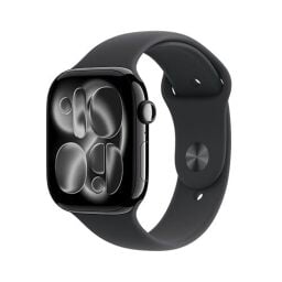 Apple Watch Series 11 [GPS 46mm] Smartwatch with Jet Black Aluminum Case with Black Sport Band - M/L. Sleep Score, Fitness Tracker, Health Monitoring, Always-On Display, Water Resistant