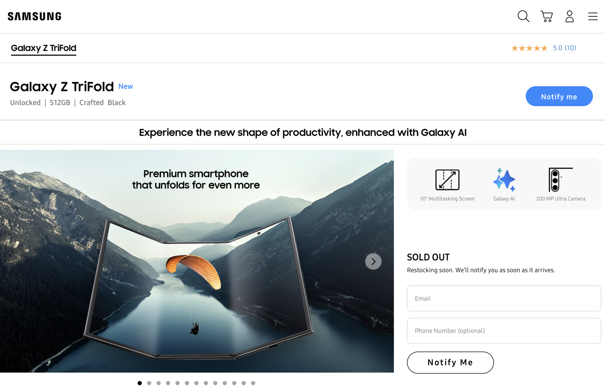 Samsung TriFold sold out