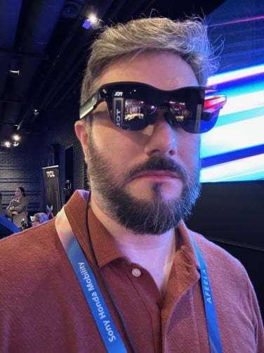 Timothy Werth wearing TCL RayNeo Air 4 Pro smart glasses