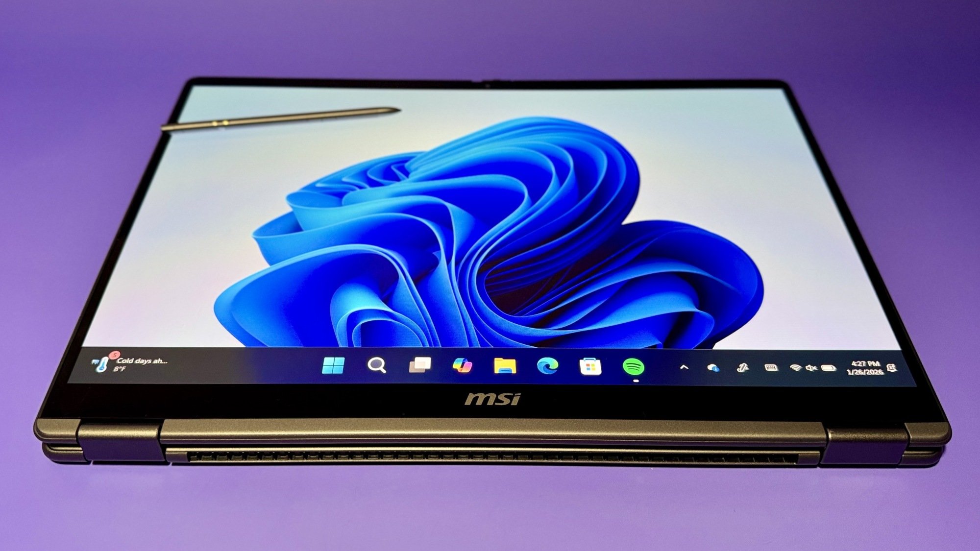 the msi prestige 14 flip ai+ in tablet mode