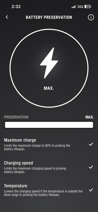 battery preservation marshall app page