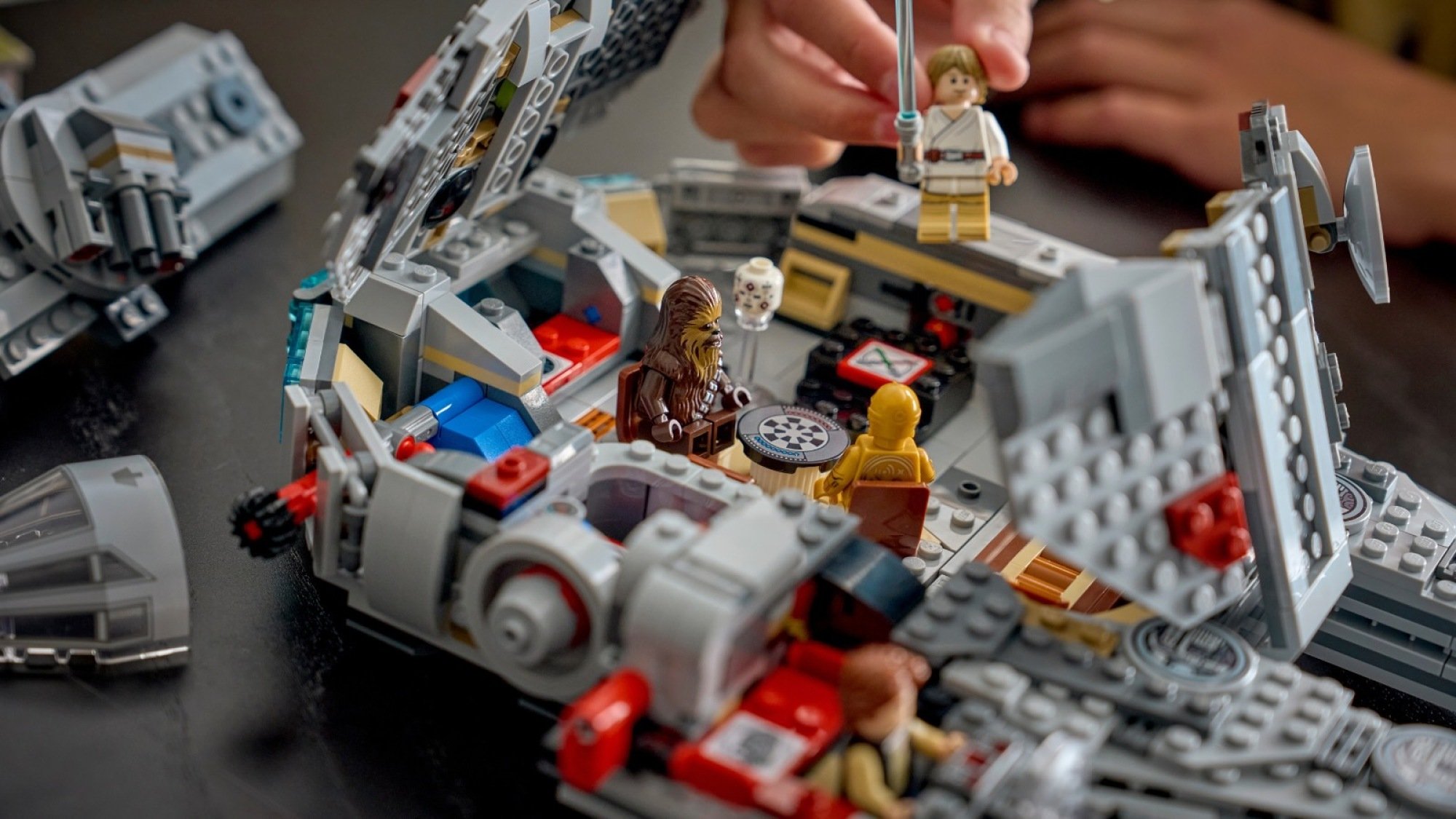 a close-up of the Lego Star Wars Smart Play: Millennium Falcon set