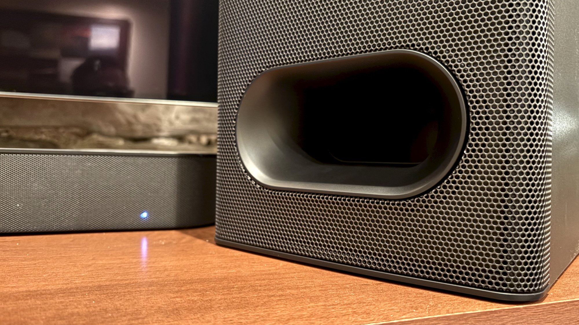 The Sony Bravia Theater Bar 6 subwoofer, shown in detail