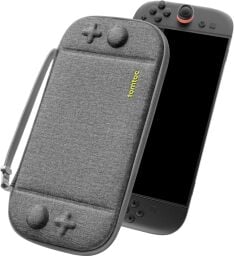 The tomtoc Slim Carrying Case for Nintendo Switch 2 in gray on a white background
