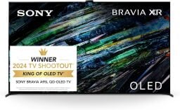 sony qd-oled 77-inch bravia xr a95l tv against a white background