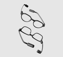 2 pairs of even realities g2 smart glasses on white background