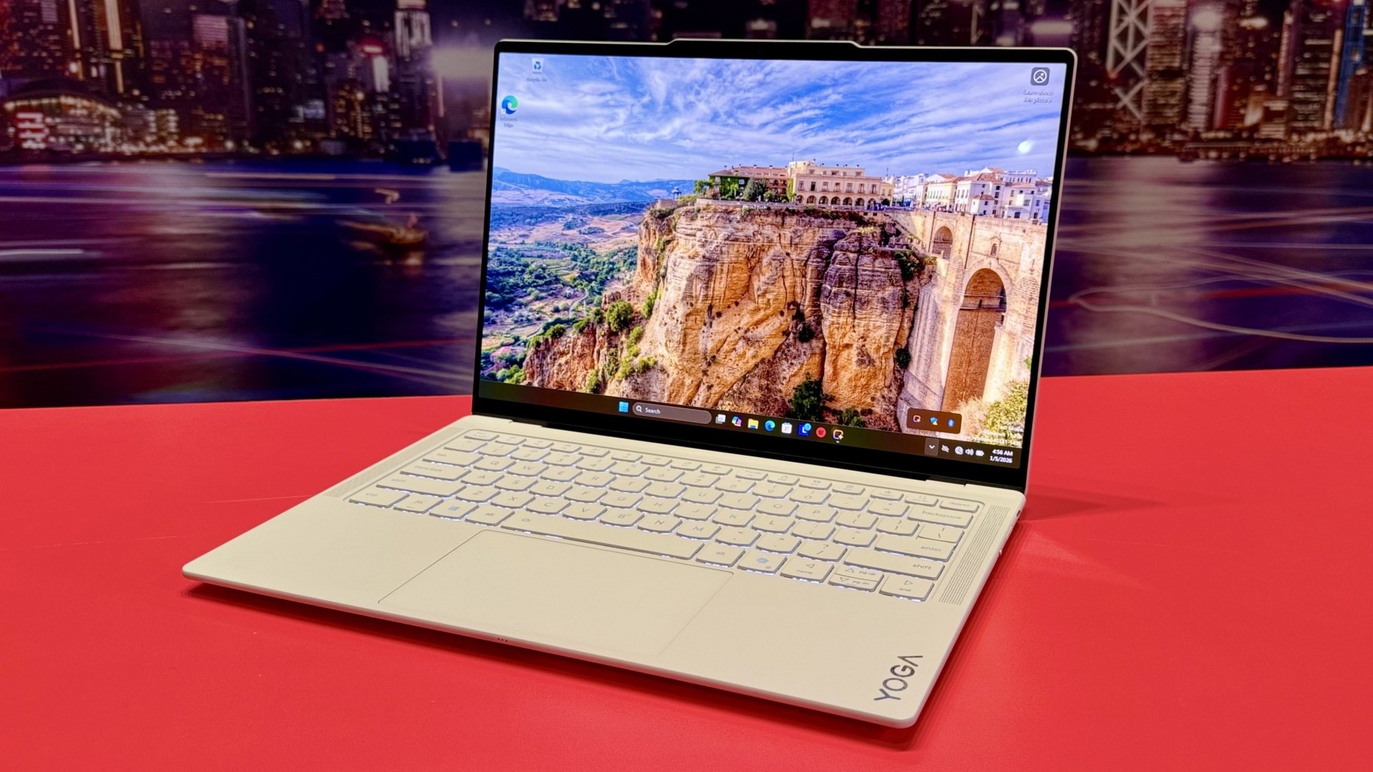 The Lenovo Yoga Slim 7i Ultra Aura Edition at CES 2026.