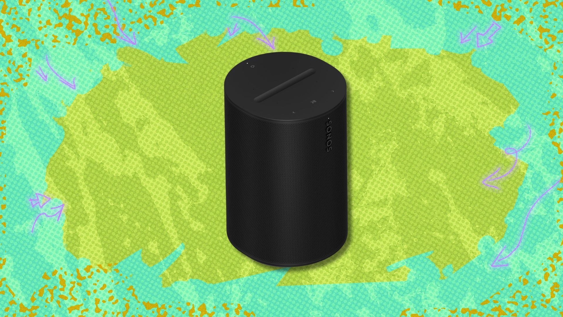 sonos era 100 speaker against a green patterned background