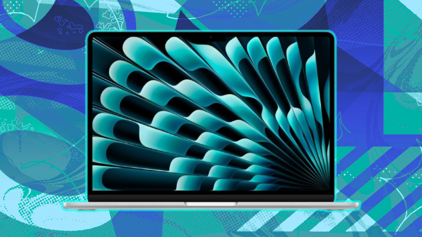 Apple MacBook Air with blue and teal background