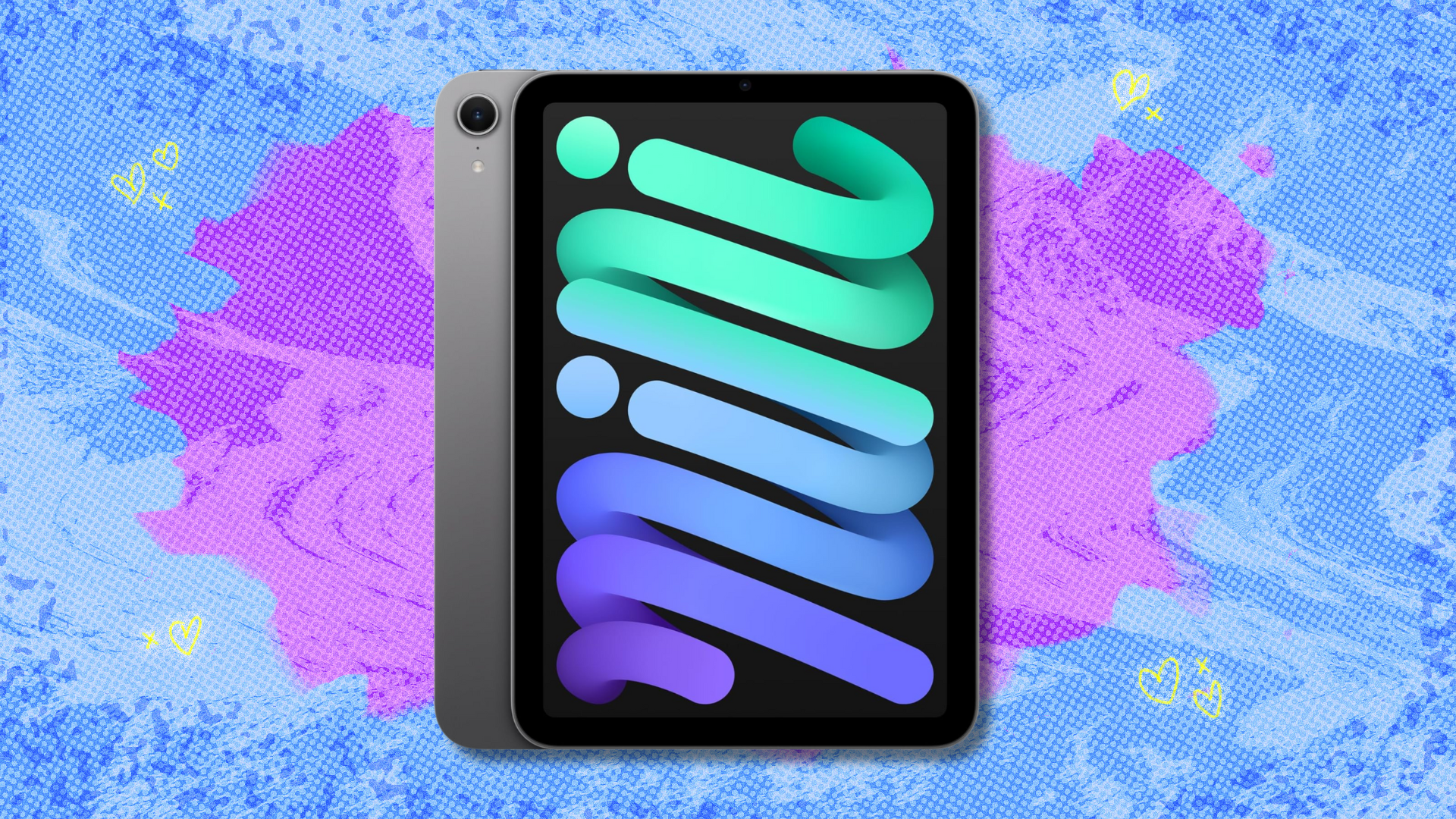 iPad mini on blue and purple abstract background