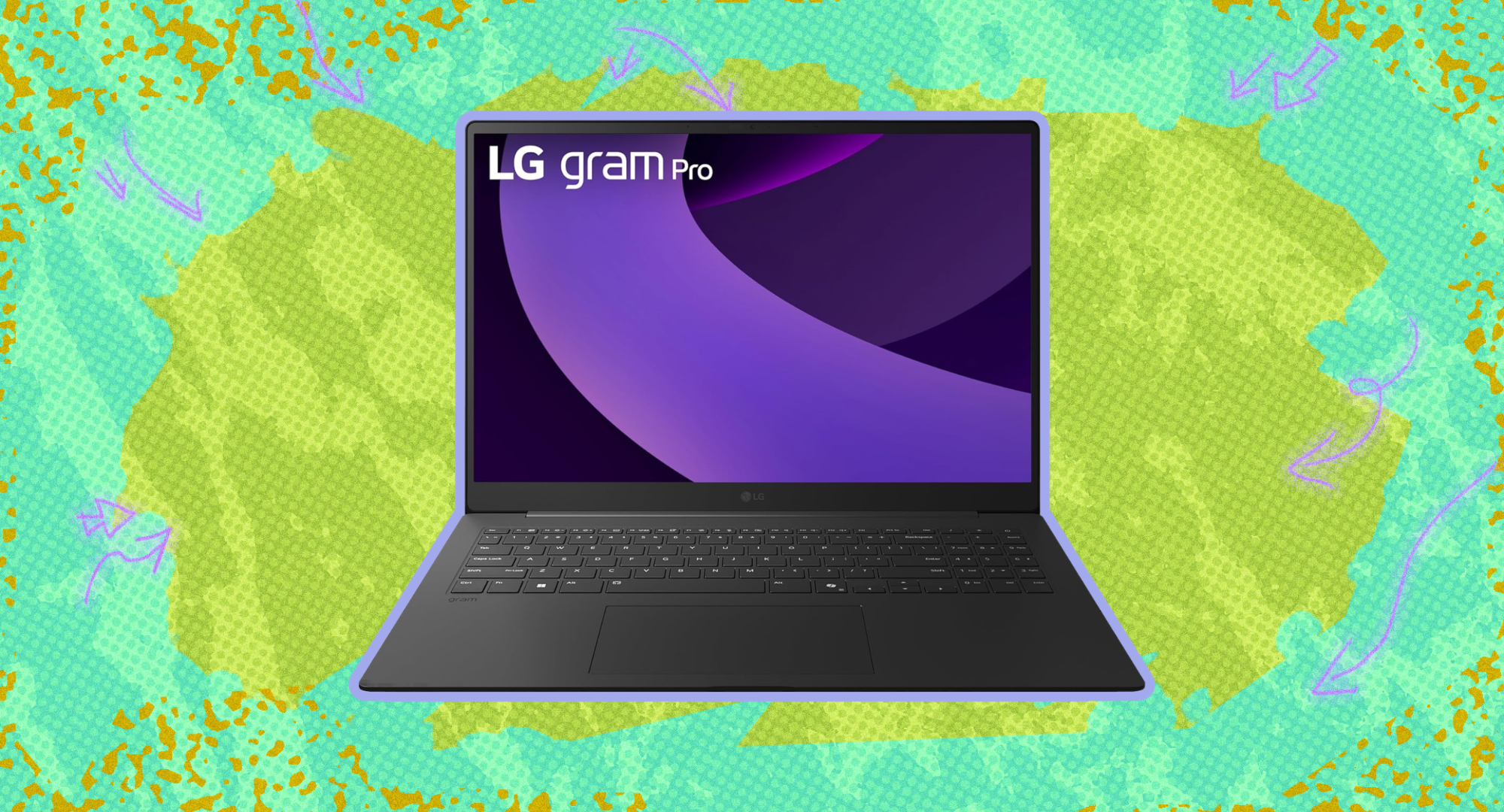 The LG Gram Pro against a colorful background. 