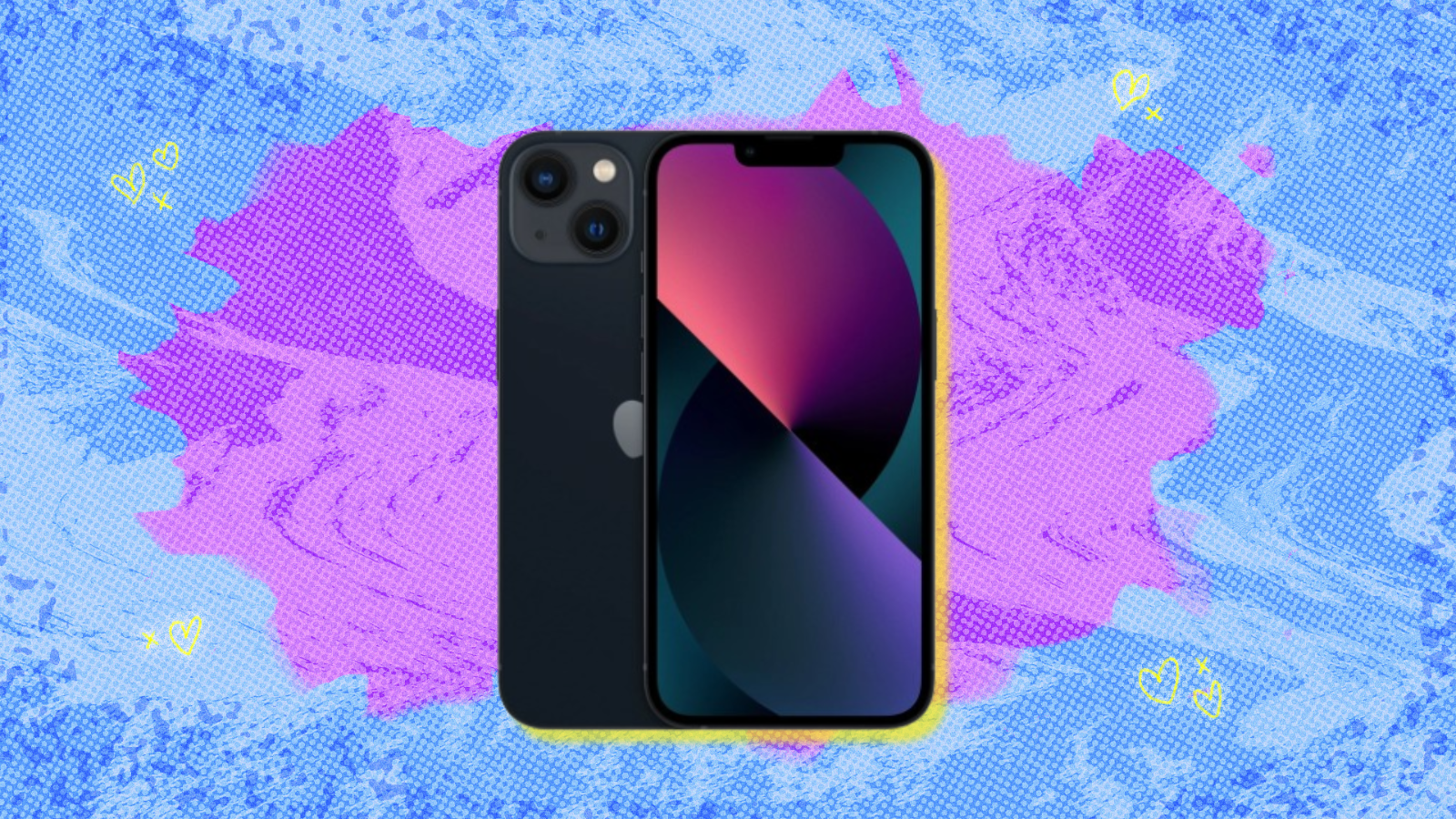 Apple iPhone 13 with purple and blue background