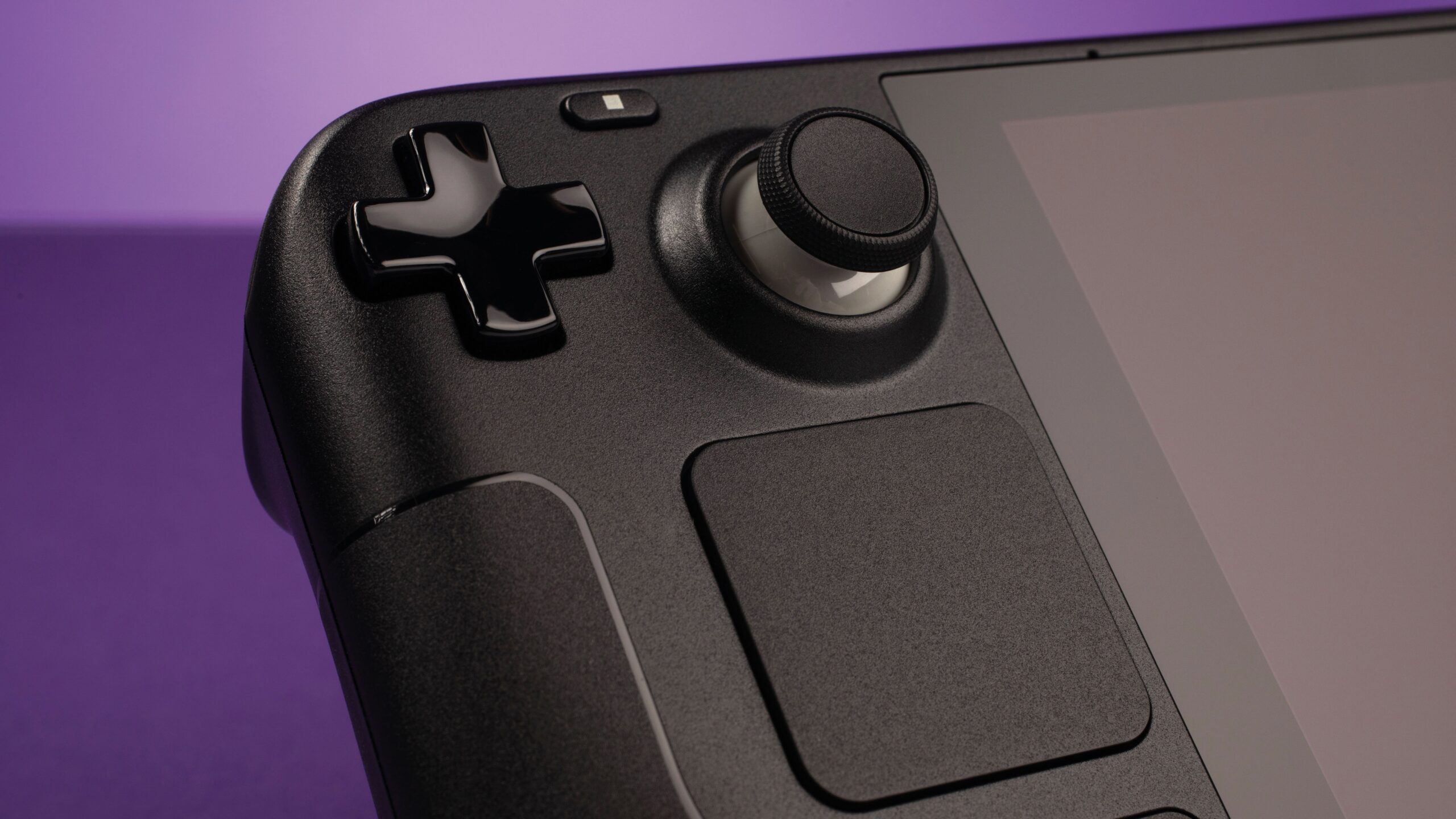 Detail of a Steam Deck handheld gaming console