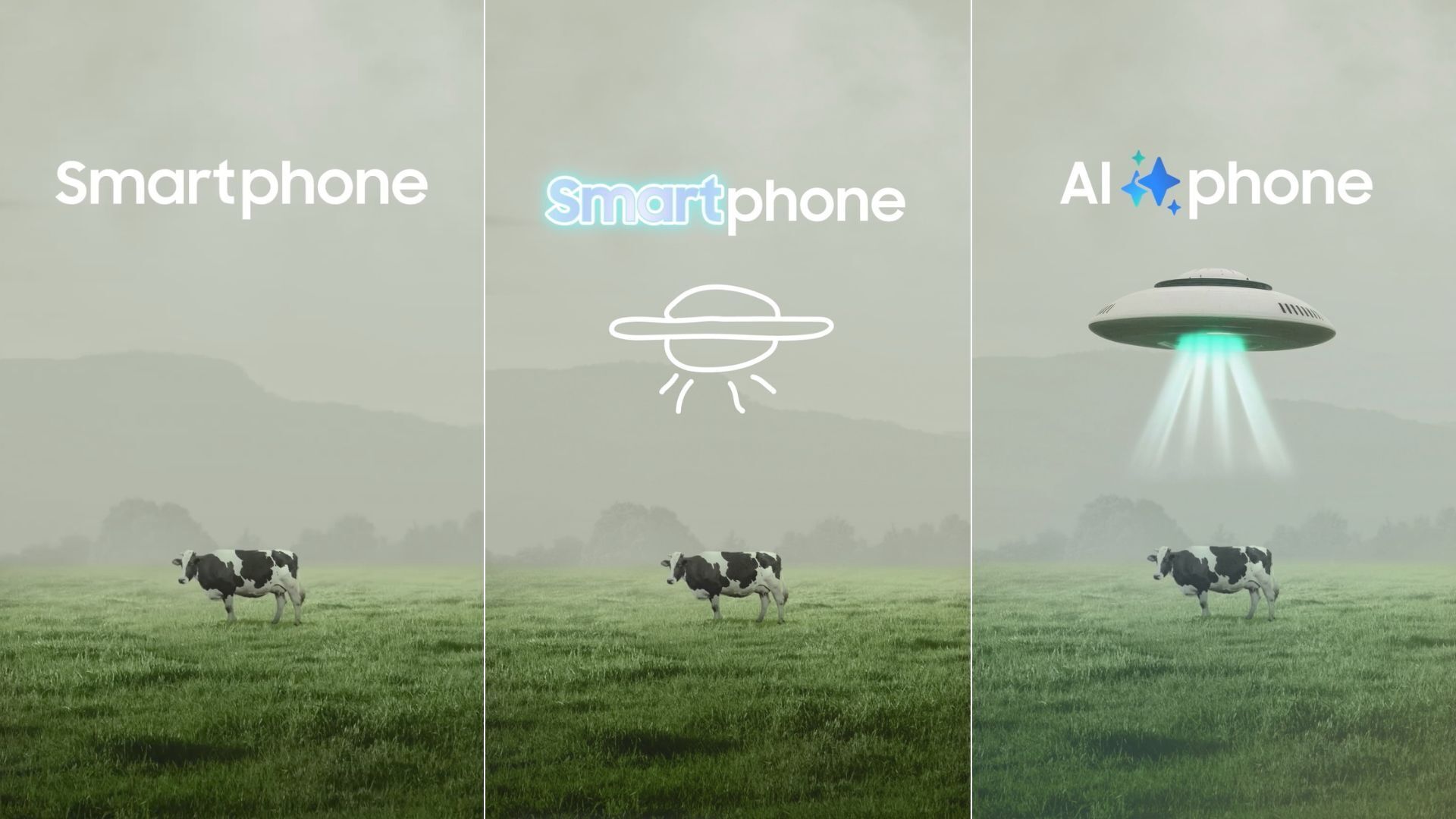 Photo composite of Samsung AI image editing marketing videos