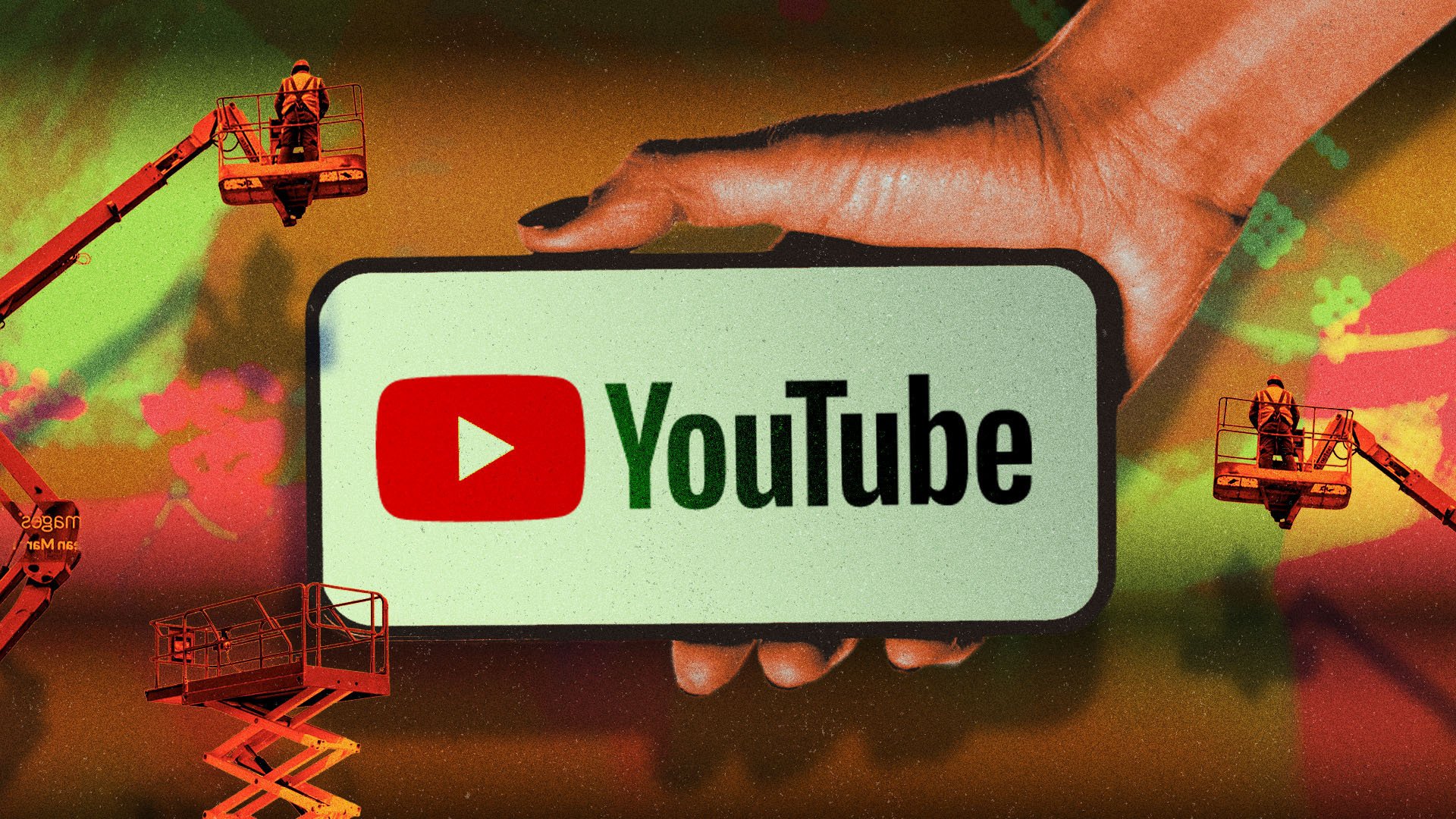 YouTube logo on a phone in a hand